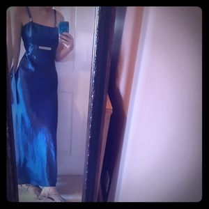 Dark Blue Prom Dress With Jewels on the sides